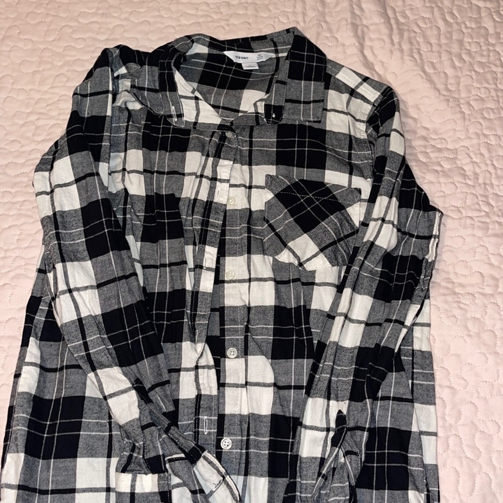 Black & White Plaid M Long sleeve Tunic Shirt